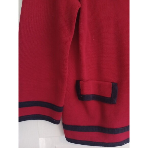 Talbots red knit buttoned cardigan sweater MPetite preppy classic designer look - Picture 4 of 10